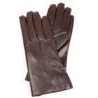 Guanti in pelle da donna foderati Made in Italy marrone scuro