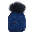 NORTON | Berretto pompon con motivo strass blu royal