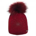 NORTON | Berretto pompon con motivo strass rosso