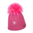 NORTON | Berretto pompon con motivo strass fuxia
