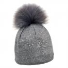 NORTON | Berretto pompon con motivo strass grigio chiaro