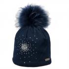 NORTON | Berretto pompon con motivo strass blu scuro