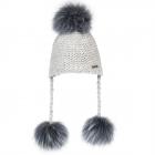 NORTON | cuffia in lana maglia con 3 pompon pelo 