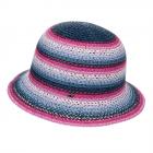 cappello cloche in carta tessile a strisce fuxia