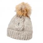 SEEBERGER | Cappello con risvolto con pompon di volpe staccabile beige
