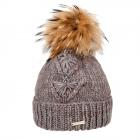 SEEBERGER | Cappello con risvolto con pompon di volpe staccabile marrone chiaro