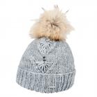 SEEBERGER | Cappello con risvolto con pompon di volpe staccabile grigio chiaro