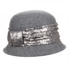 cappello da donna a forma cloche con fascia lustrino grigio