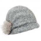 cuffia con pompon volpe  grigio