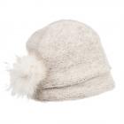 cuffia con pompon volpe  beige