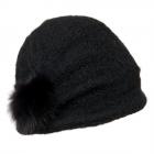 cuffia con pompon volpe  nero