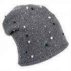 berretto beanie Perle firmato ALESSANDRA BACCI  grigio scuro
