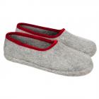 HAUNOLD | pantofole di puro feltro 100% lana chiuse dietro per donna colore grigio con bordo rosso grigio/rosso