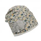 cuffia beanie per bimbi in cotone con disegno elefante verde oliva.