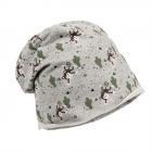cuffia beanie berretto per bimbi con disegno scimmie verde oliva.