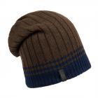 BUGATTI | cuffia beanie reversibile in lana maglia marrone
