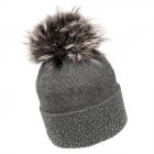 McBEANIE | berretto pompon maglia e strass per donna grigio scuro