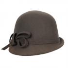 cappello donna tipo cloche con falda stretta in feltro lana fango