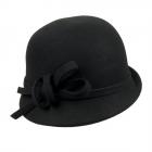 cappello donna tipo cloche con falda stretta in feltro lana nero