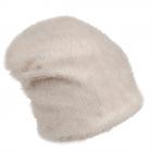 cuffia donna in tessuto eco pelliccia bianco naturale