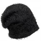 cuffia donna in tessuto eco pelliccia nero