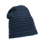 KIDS | cuffia in maglia righe interne reversibile blu