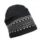 cuffia cottone leggero con strass e cuori nero