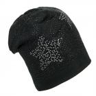 cuffia beanie donna con motivo strass nero