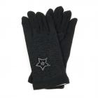 guanti per donna in micro maglia con motivo strass nero