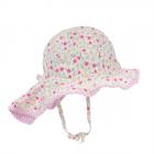 STERNTALER | cappellino tessuto bimba con coprinuca e laccetti bianco