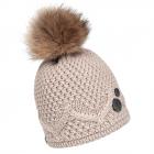 McBEANIE | berretto esclusivo con pompon volpe e bottoni beige