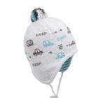 MAXIMO | Boys M�tze Bommel Ohren Bindeband Motiv Autos grigio