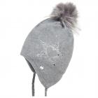 FASHION | CUFFIA BIMBA PERUVIANO PILE CON STELLA E CUORE E POMPON grigio