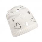 STERNTALER | cuffia bambina in lana maglia con motivo cuoricini naturale