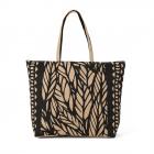 BORSA MARE JUTA STAMPA ETNICA 55X15X40CM nero