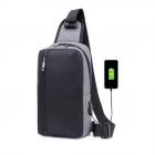 BORSA MONOSPALLE MULTI PRESA USB 17X30X10 grigio