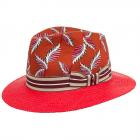 ALFONSO D'ESTE | Cappello Paglia Panama e tessuto rosso