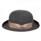STETSON | Nobile bombetta in pelliccia con raffinata decorazione in nastro di gros-grain grigio scuro