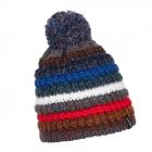 McBEANIE | Cappello in maglia colorata con righe e pompon rosso