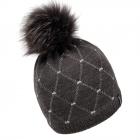 McBEANIE | Belissimo berretto lana maglia con pompon volpe grigio