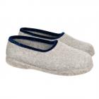 HAUNOLD | pantofole in feltro follato con tallone rialzato in grigio con nastro blu grigio/blu
