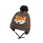 MAXIMO | Mini Boy Cappello con pompon, intarsio, volpe cucita marrone