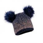 MAXIMO | Cappello MINI BAMBINA, pompon in ecopelliccia lurex 2, fodera intera blu