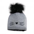 MAXIMO | MINI GIRL Berretto con pompon e motivo baffi floccato grigio