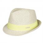 SEEBERGER | Cappello da donna in paglia trilby con nastro in gros-grain giallo