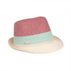 SEEBERGER | Cappello di paglia da donna Trilby con motivo a righe fuxia