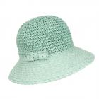 SEEBERGER | Cappello Cloche da Donna in Carta Paglia Uncinetto celeste