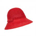 SEEBERGER | Cappello Cloche da Donna in Carta Paglia Uncinetto rosso scuro