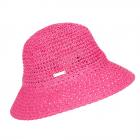 SEEBERGER | Cappello Cloche da Donna in Carta Paglia Uncinetto fuxia