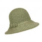 SEEBERGER | Cappello Cloche da Donna in Carta Paglia Uncinetto verde